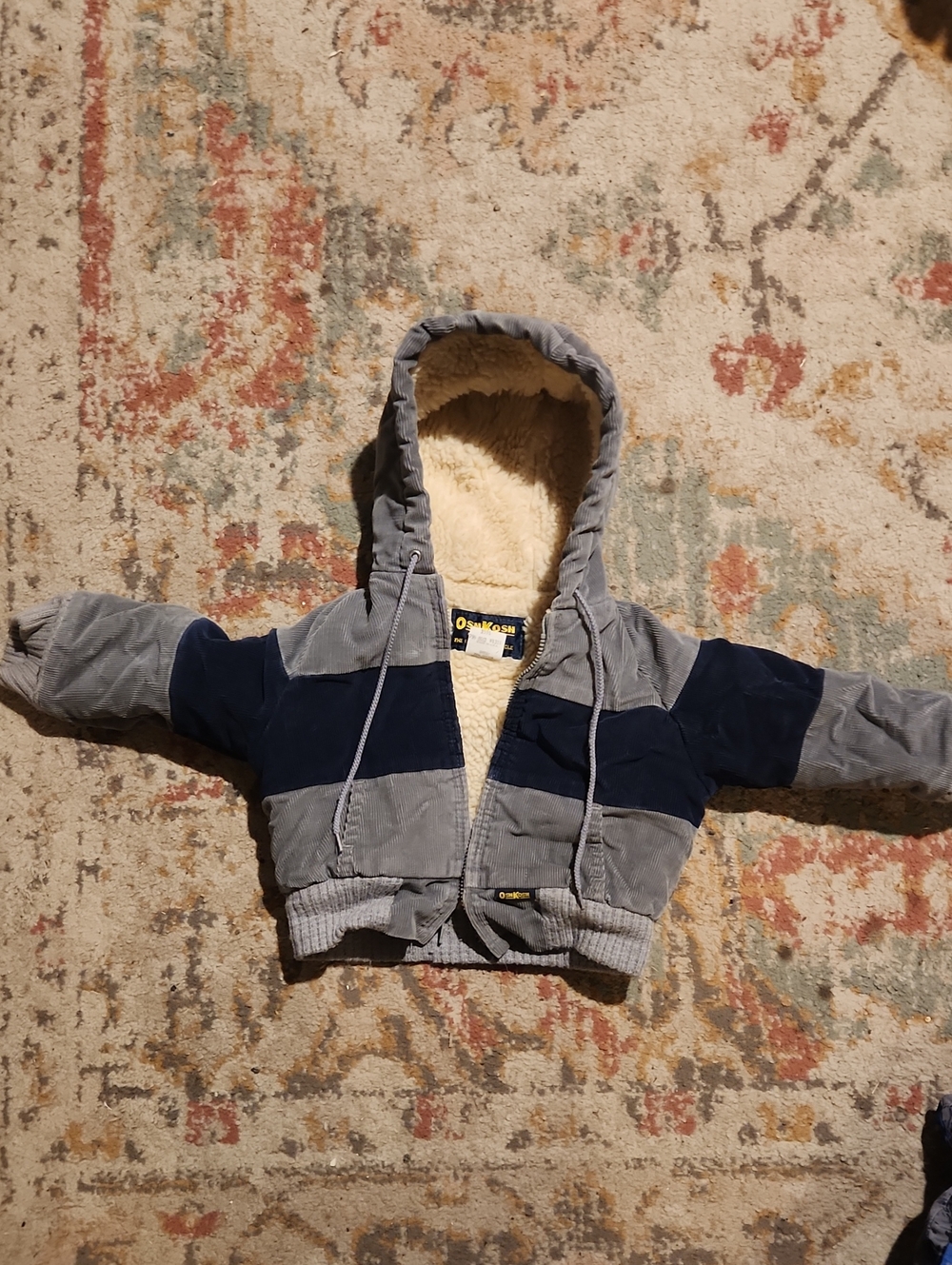 ** VINTAGE** OshKosh B'gosh Hooded Corduroy Jacket in Gray and Navy